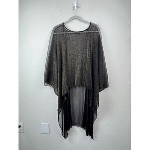 Cha Cha Vente Women's Metallic Shimmer Sheer Poncho Top Medium Party Festival